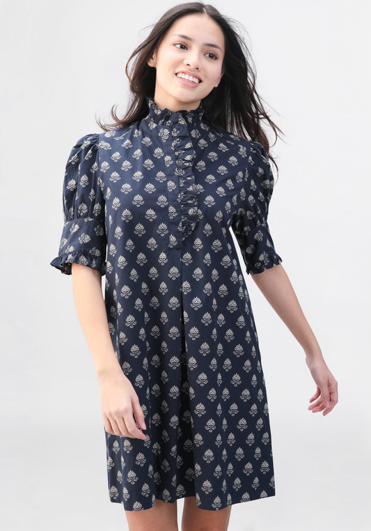 Westport Dress in black leaf by NavyBleu