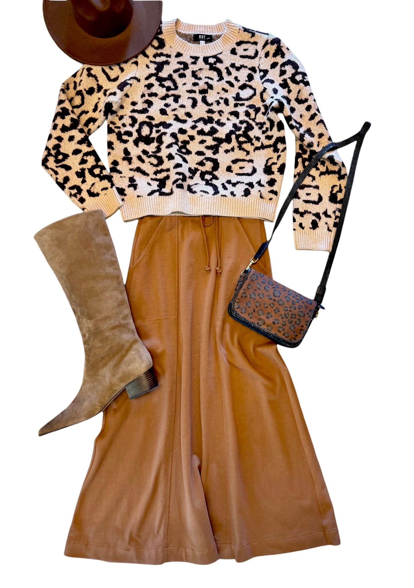 Drawcord Paneled Skirt in toffee by Lilla P