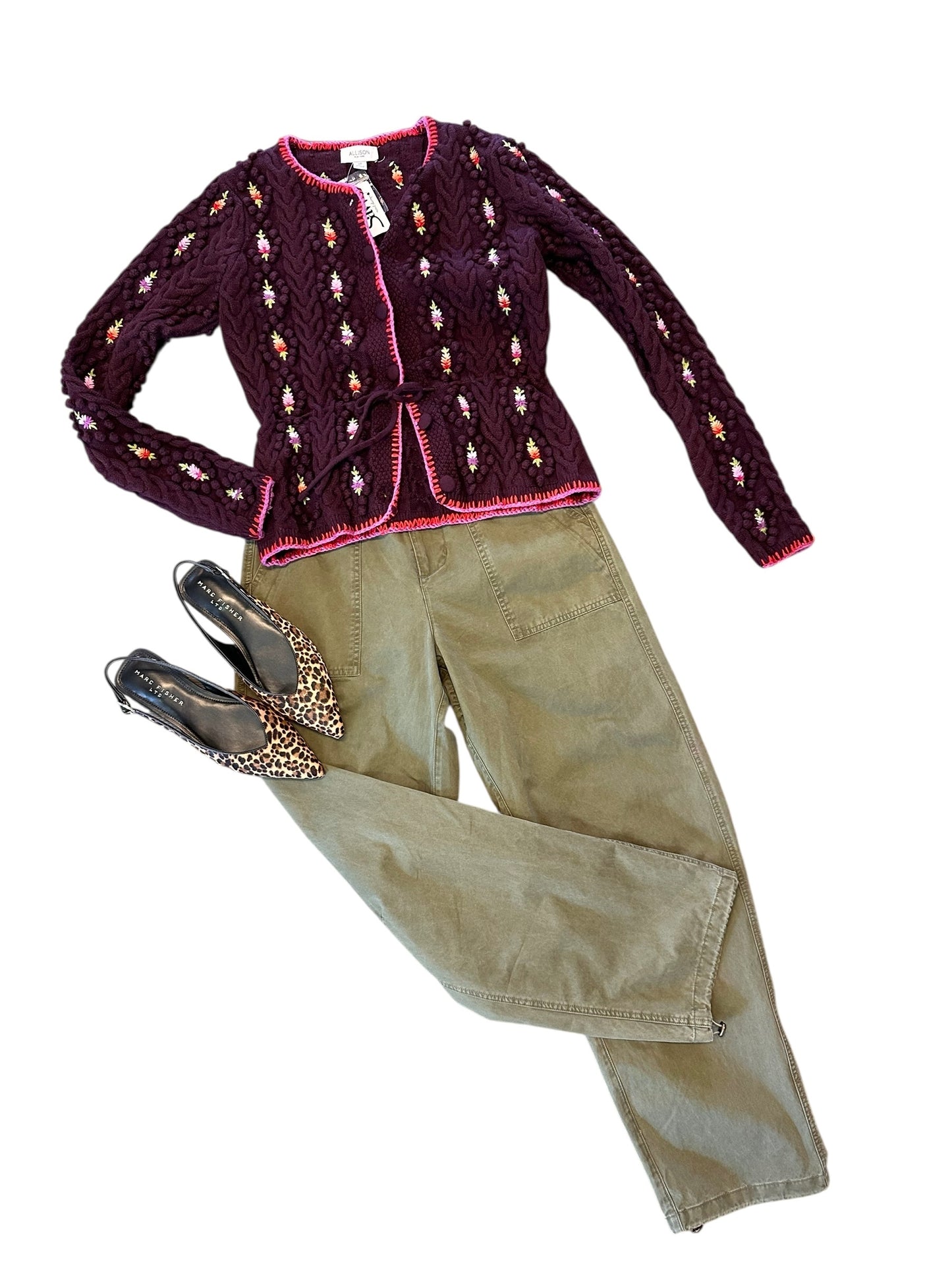 Adrienne Cardigan in burgundy multi by Allison