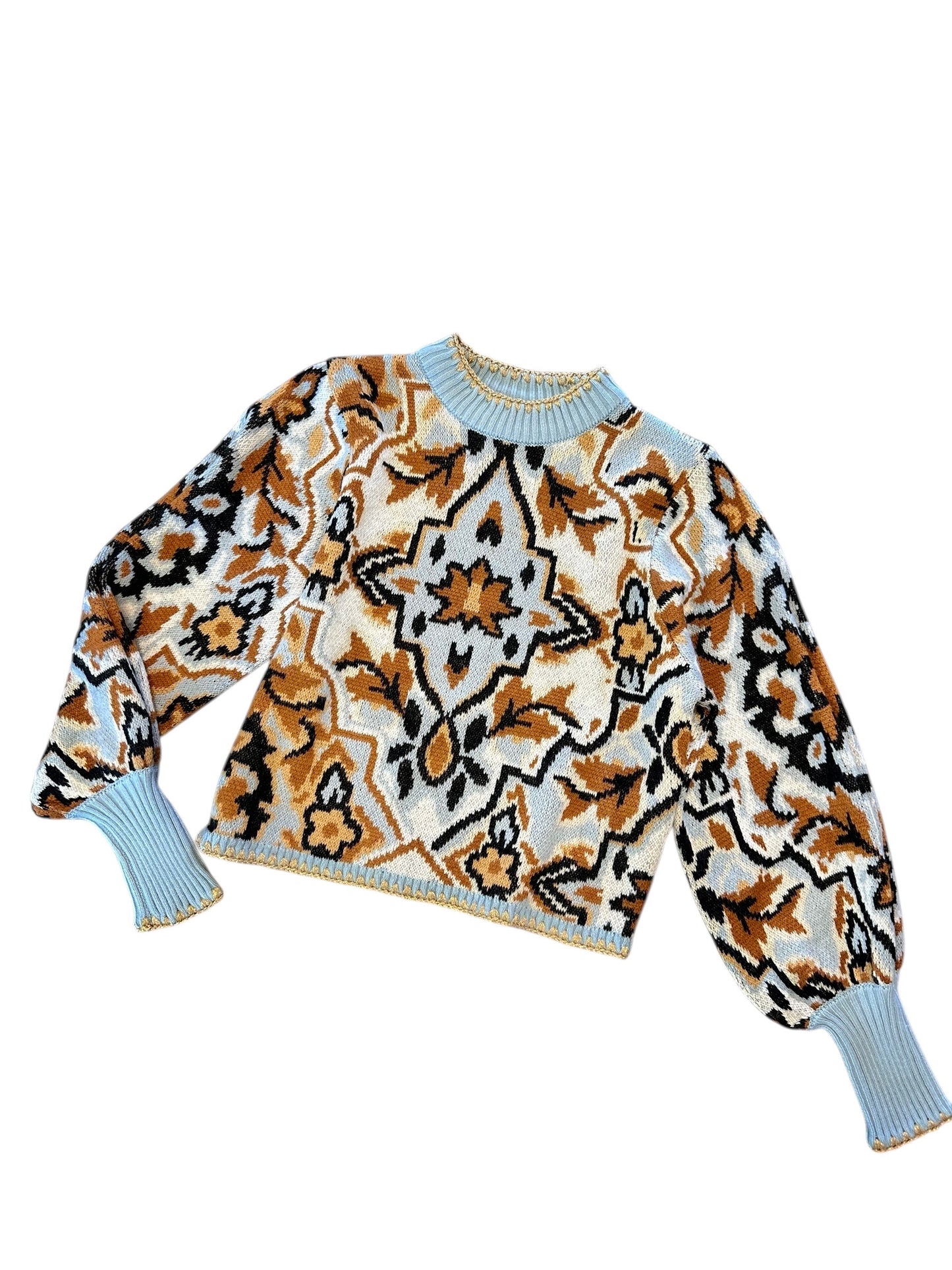 Winter Tapestry Sweater in blue by Farm Rio