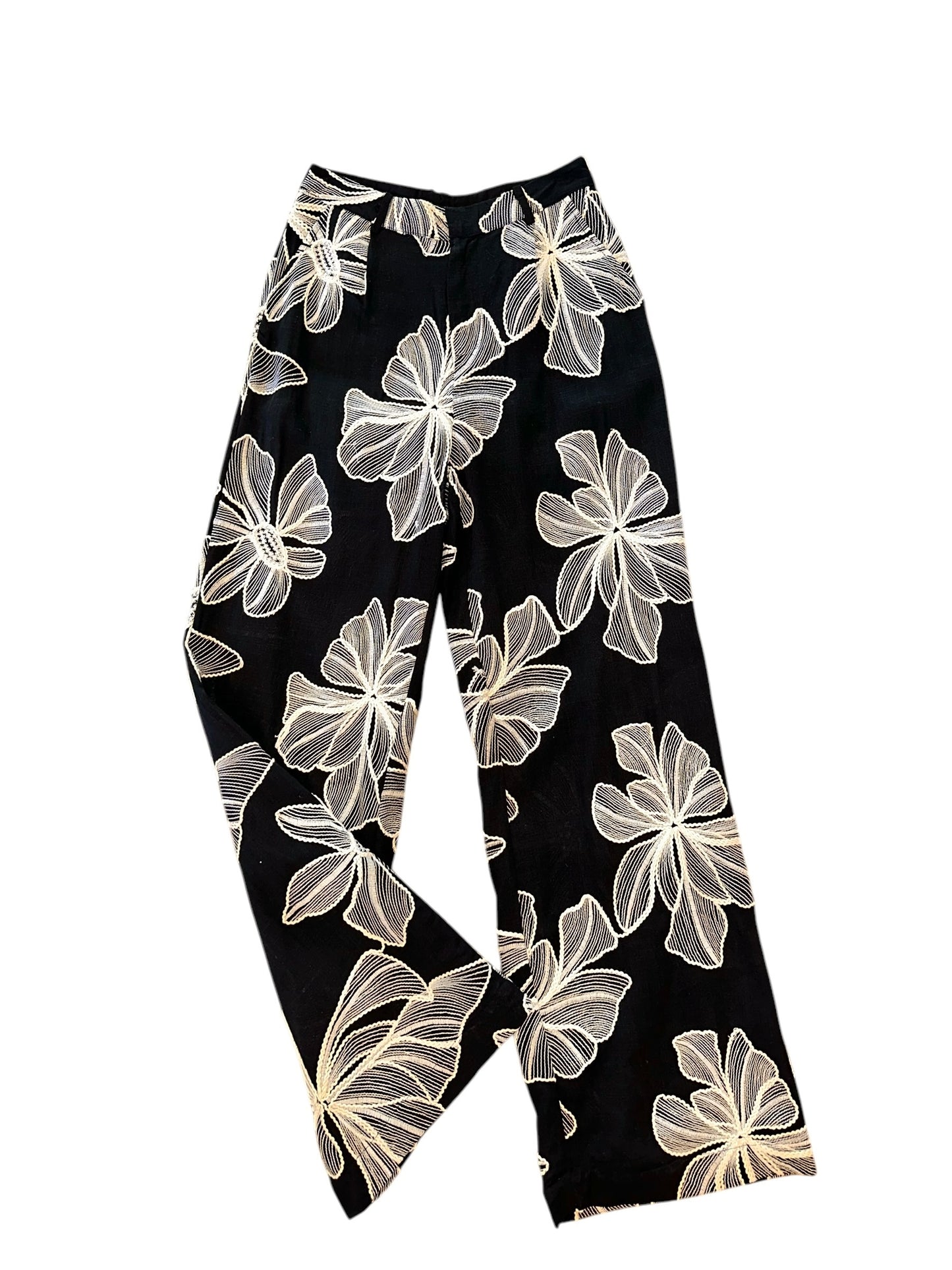 Hutton Embroidered Pants in black by Allison