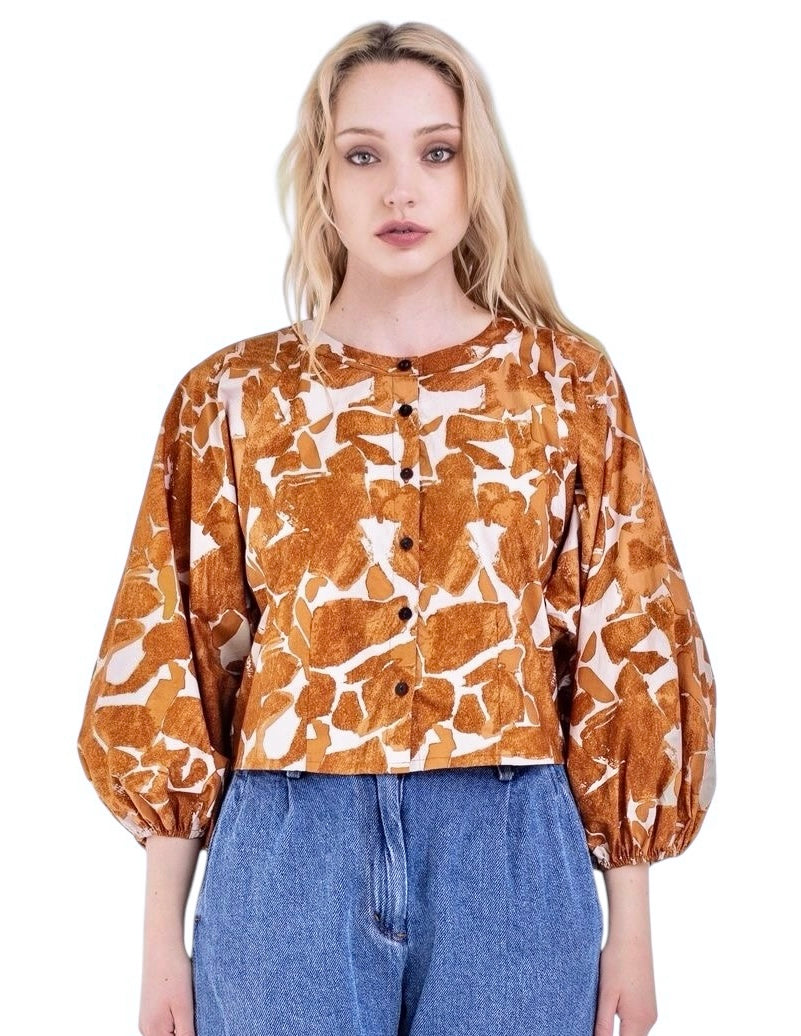 Colby Santa Fe Long Sleeve Top in mustard by Bel Kazan