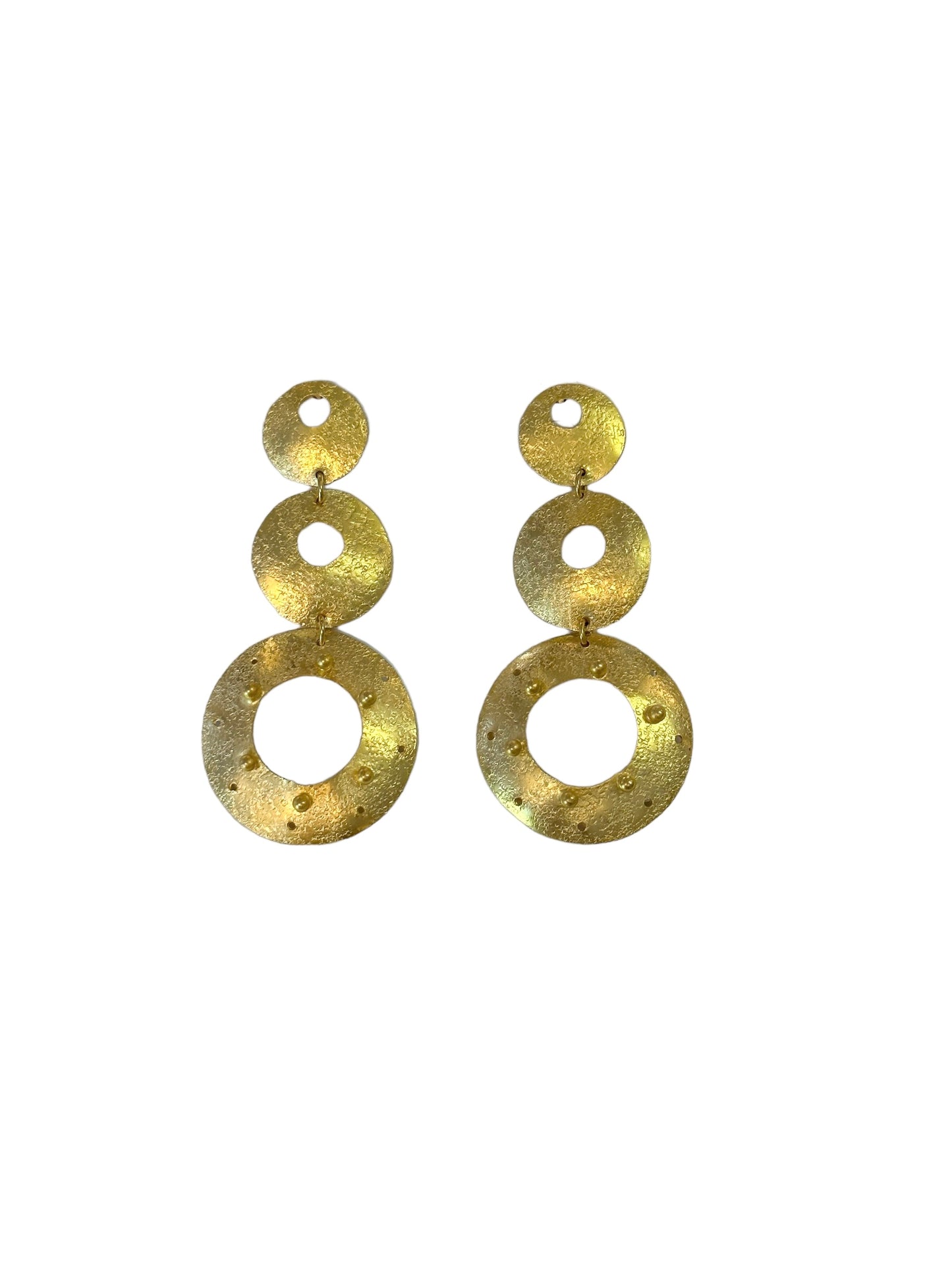 Bronze Circle 3 Earrings in gold by Ximena Castillo