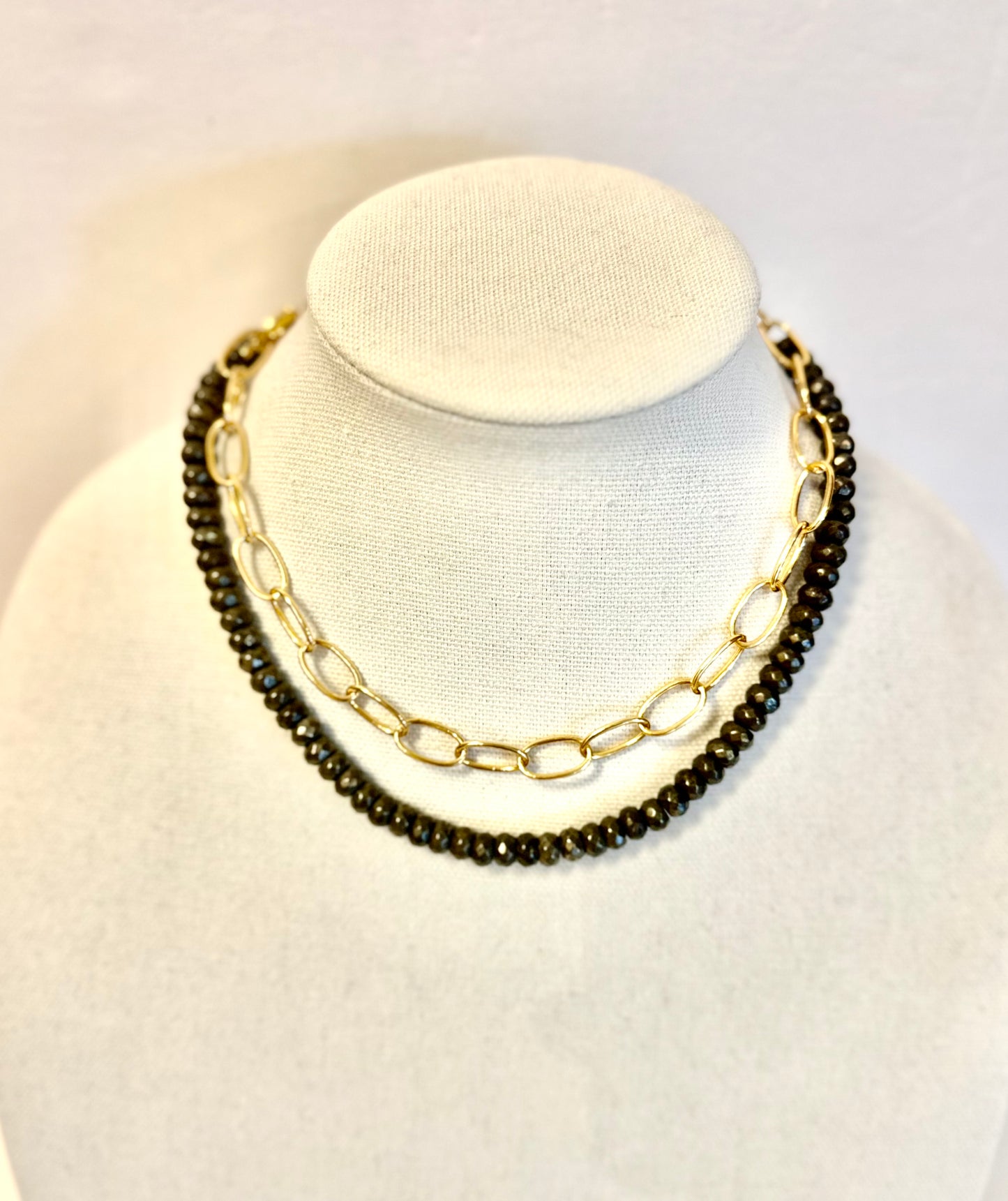 Rondelle 18" Necklace with Small Swivel Clasp in gunmetal by Virtue