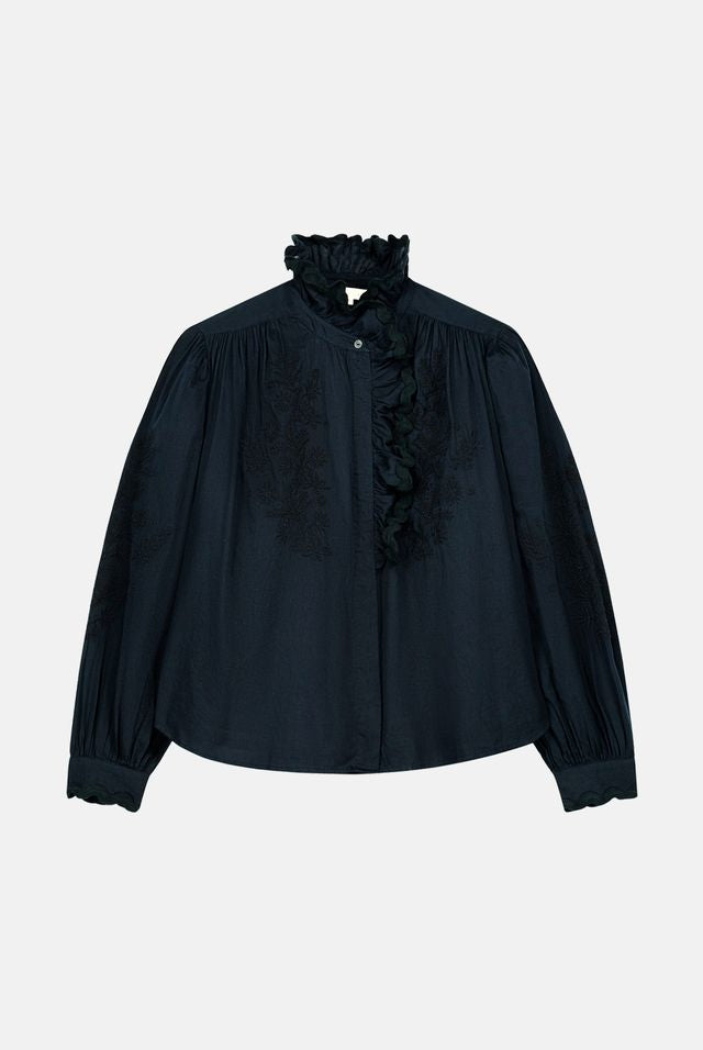Cora Embroidered Blouse in black by Louise Misha