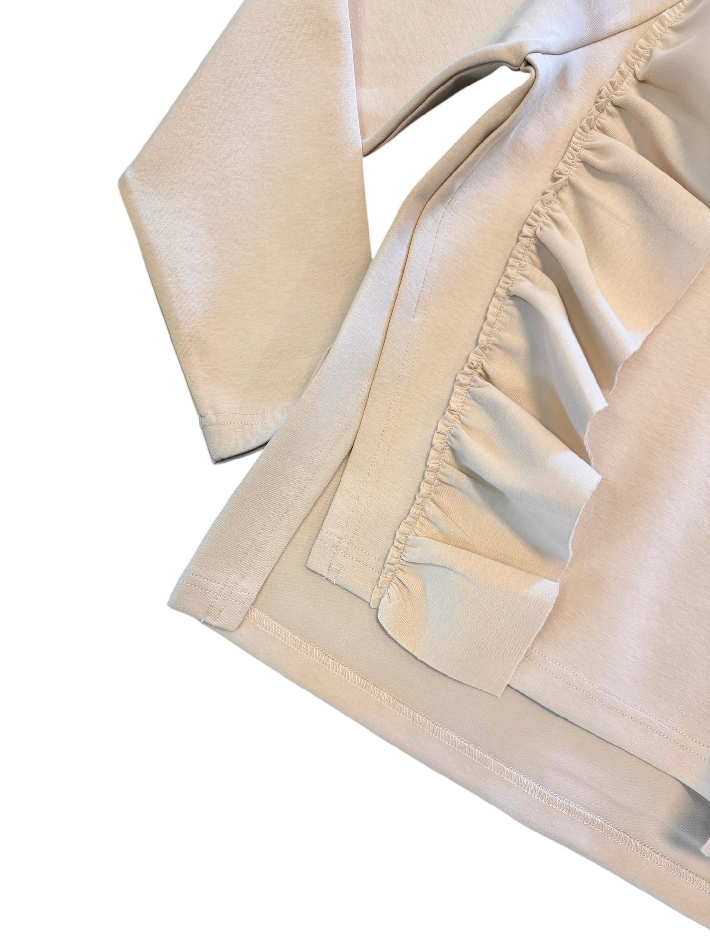 Ruffle High Neck Scuba Top in ivory by Psophia