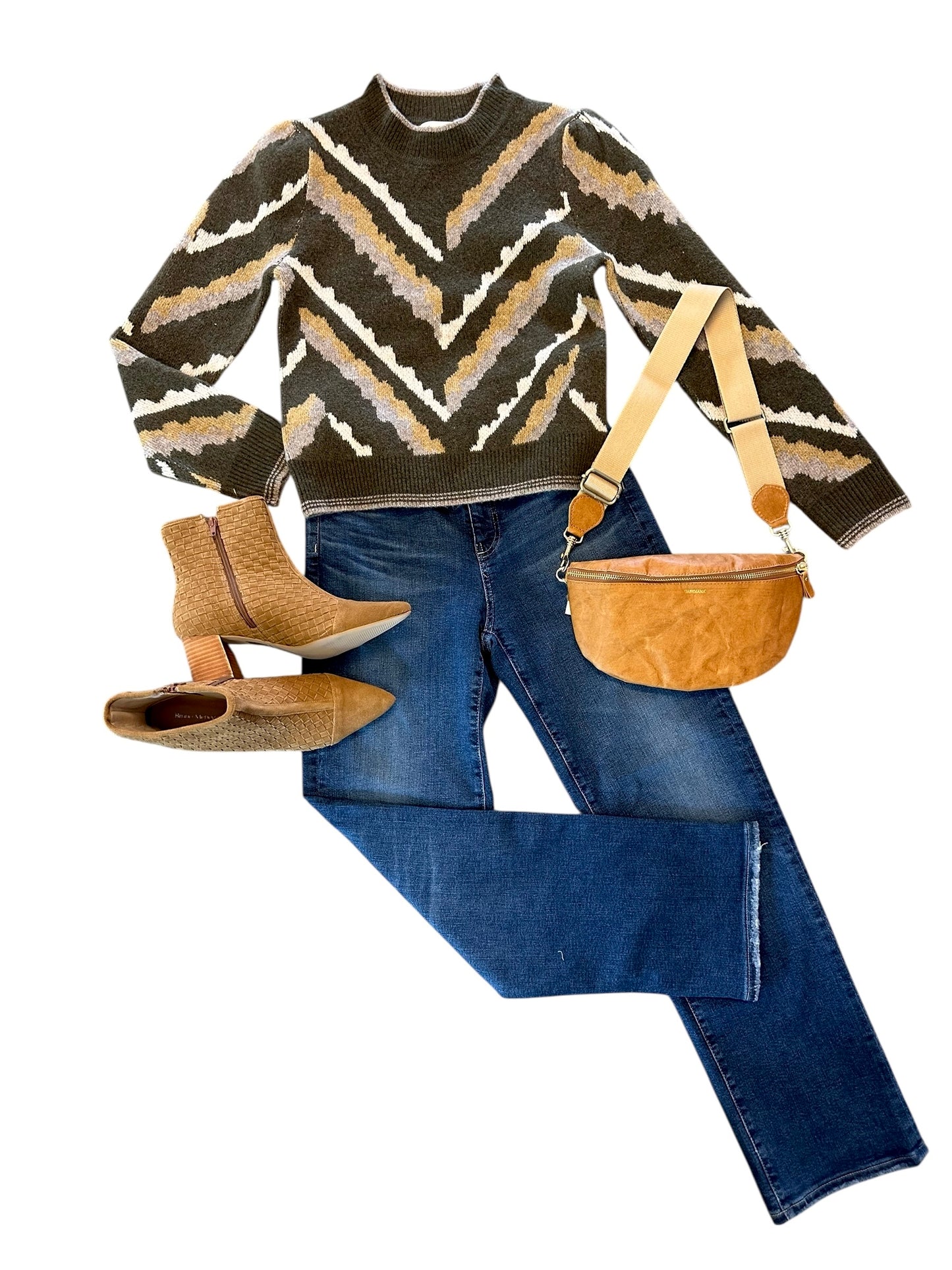 Paloma Printed Sweater in olive by Heartloom