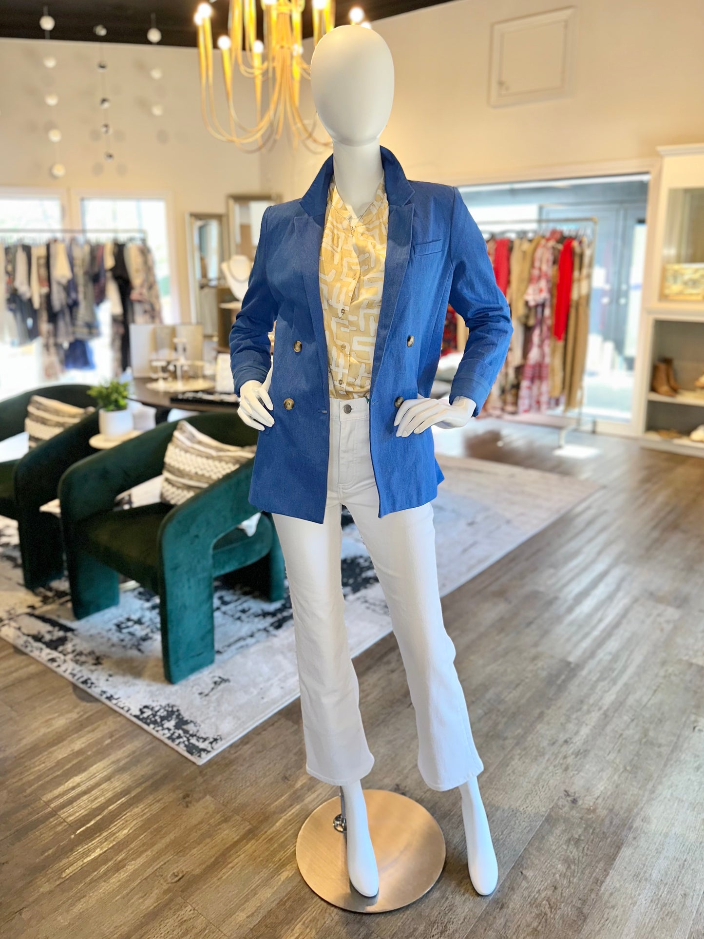 Fernanda Double Breasted Blazer in blue by Lucy Paris