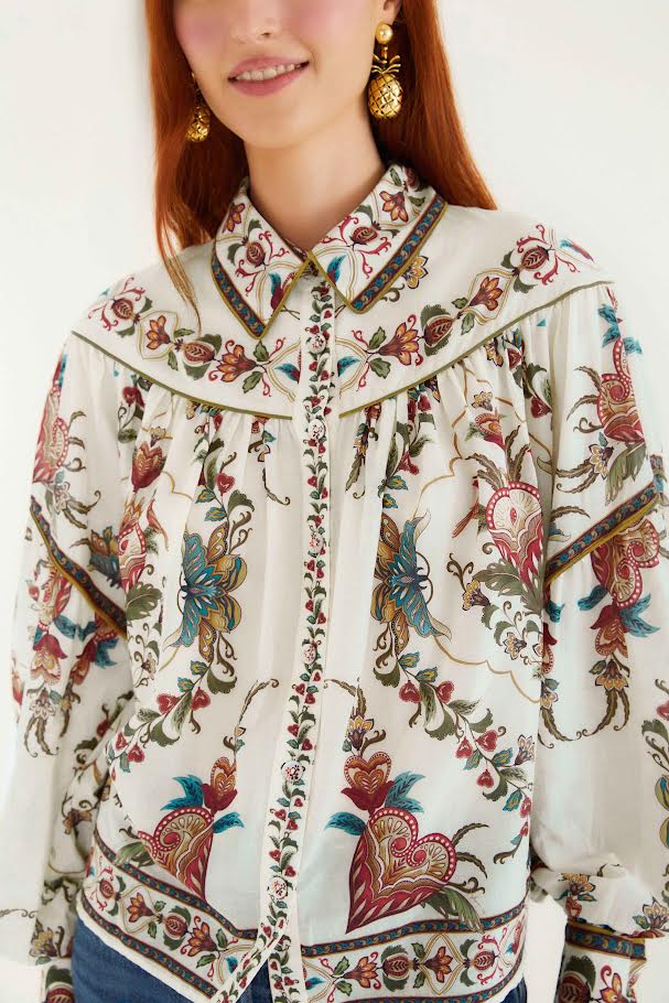 Majestic Hearts Blouse in cream by Farm Rio