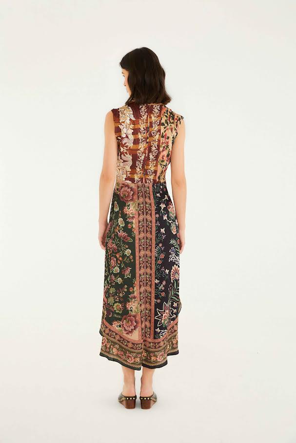 Winter Garden Mix Sleeveless Maxi Dress in black multi by Farm Rio