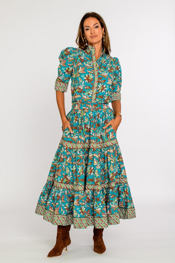 Ruthie Top in grandeur turquoise by Elizabeth James