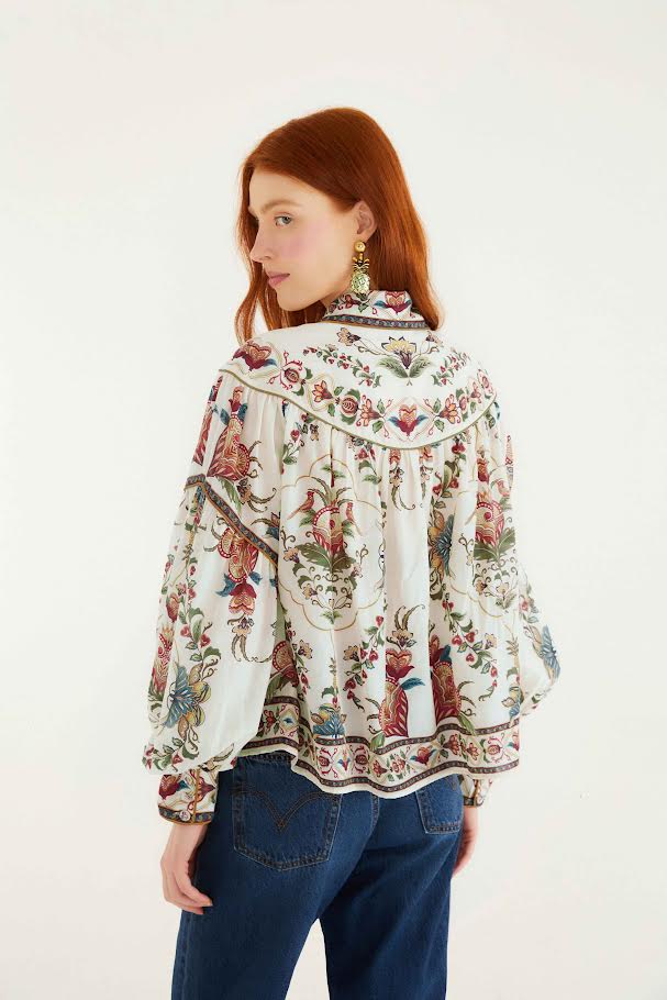Majestic Hearts Blouse in cream by Farm Rio