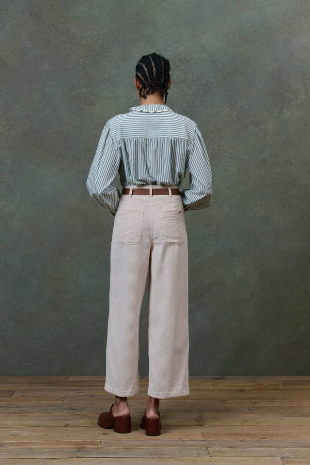 Cora Embroidered Blouse in almond stripes by Louise Misha