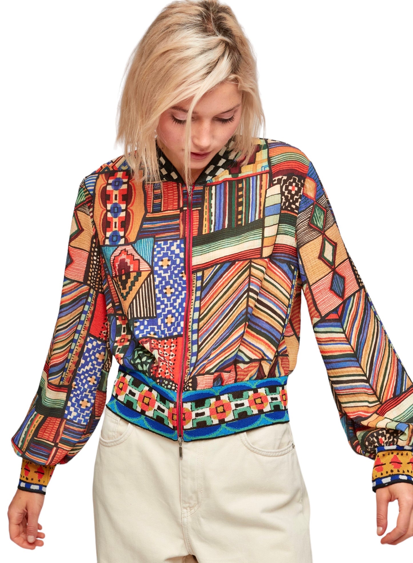 Quer Printed Bomber Jacket in azul by Aldo Martins