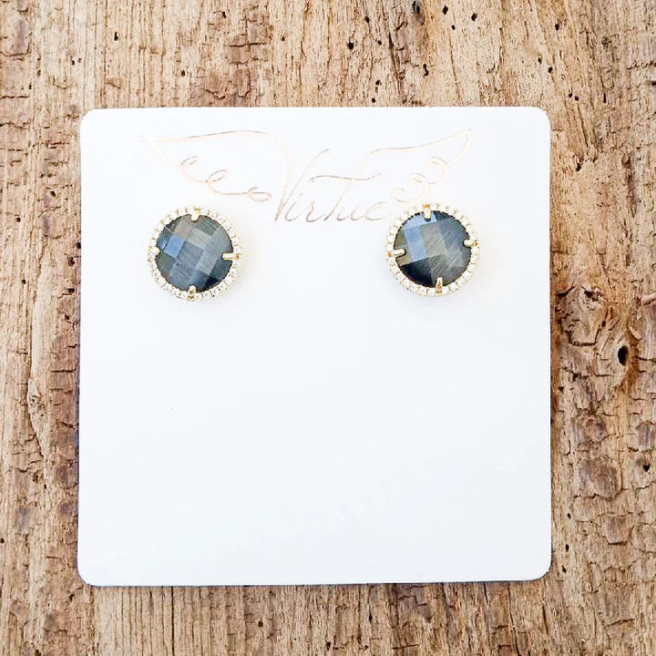 Gemstone Studs in charcoal by Virtue