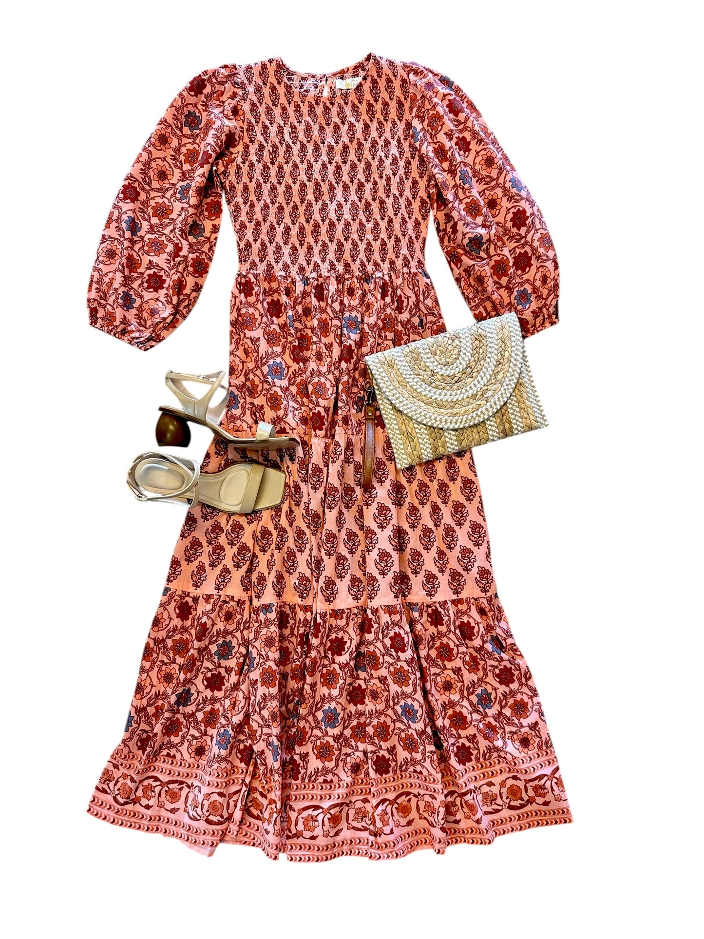 Melinda Long Sleeve Maxi Dress in creamy peach by Bindu