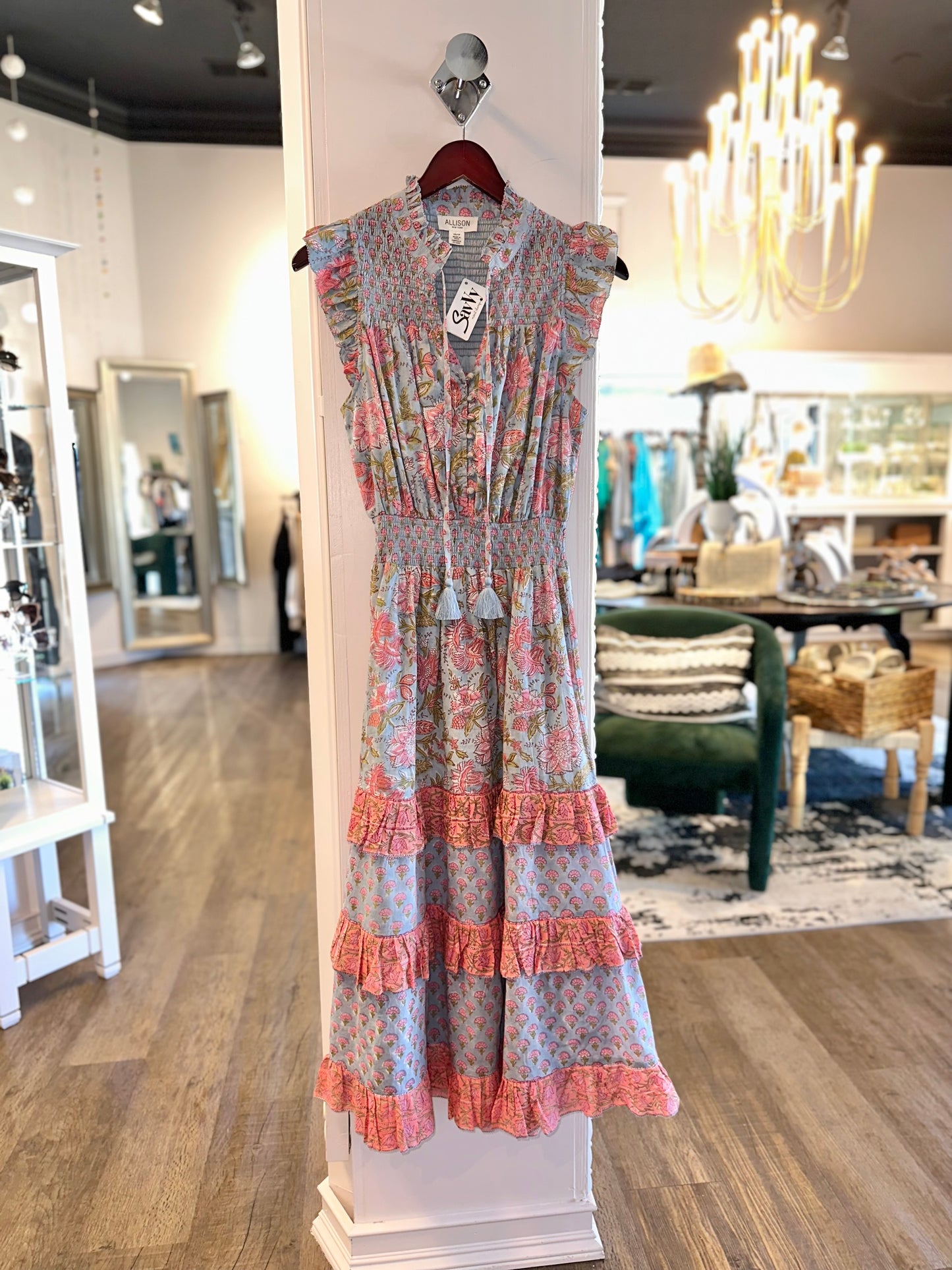 Misha Midi Dress in blue/coral floral by Allison