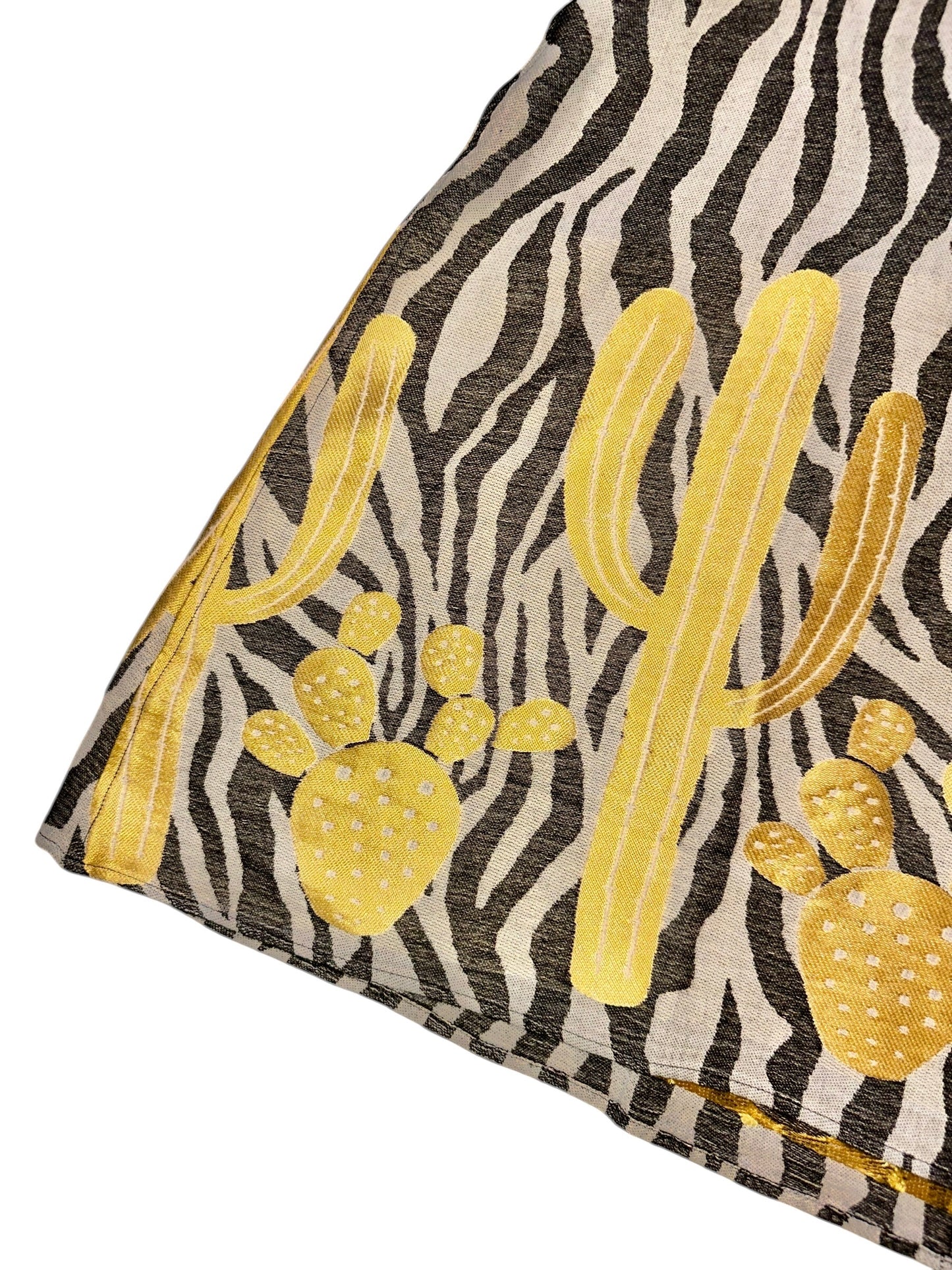 Zebra Print Kaftan with Embroidery in grey/gold by Nema