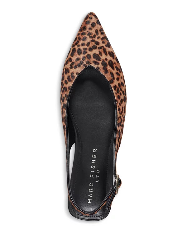 Leopard Print Flat Slide in medium natural by Marc Fisher