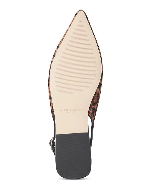 Leopard Print Flat Slide in medium natural by Marc Fisher