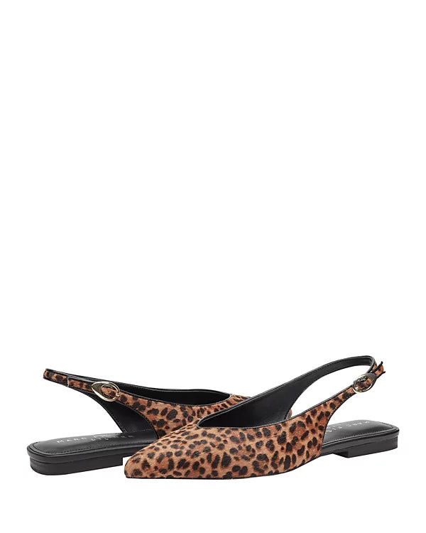 Leopard Print Flat Slide in medium natural by Marc Fisher