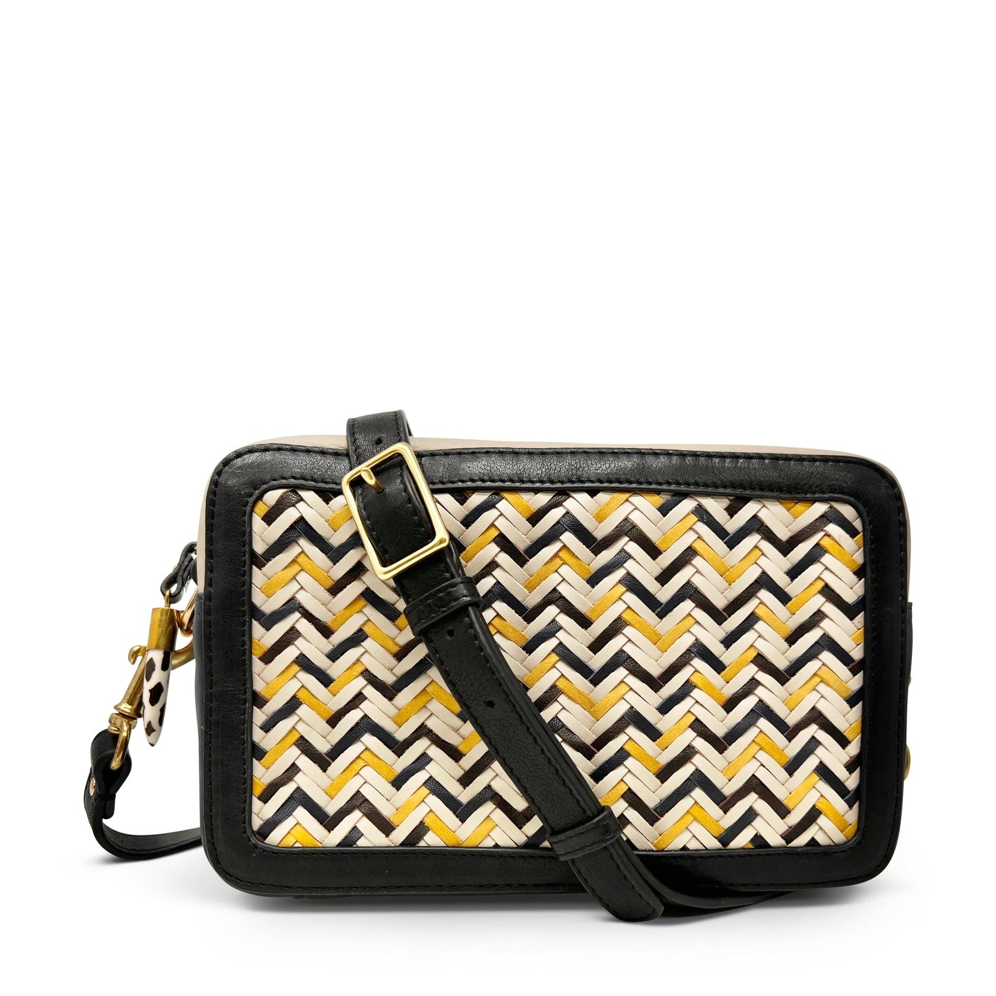 Amberleigh Woven Zigzag Crossbody in yellow/black/chalk by Kempton