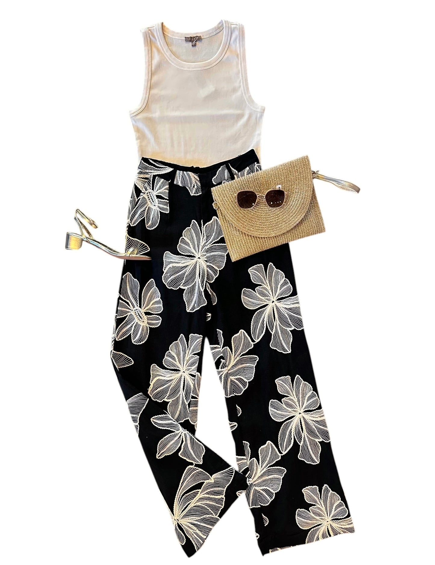 Hutton Embroidered Pants in black by Allison