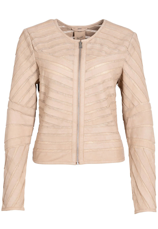 Yva RF Leather Jacket in beige by Mauritius