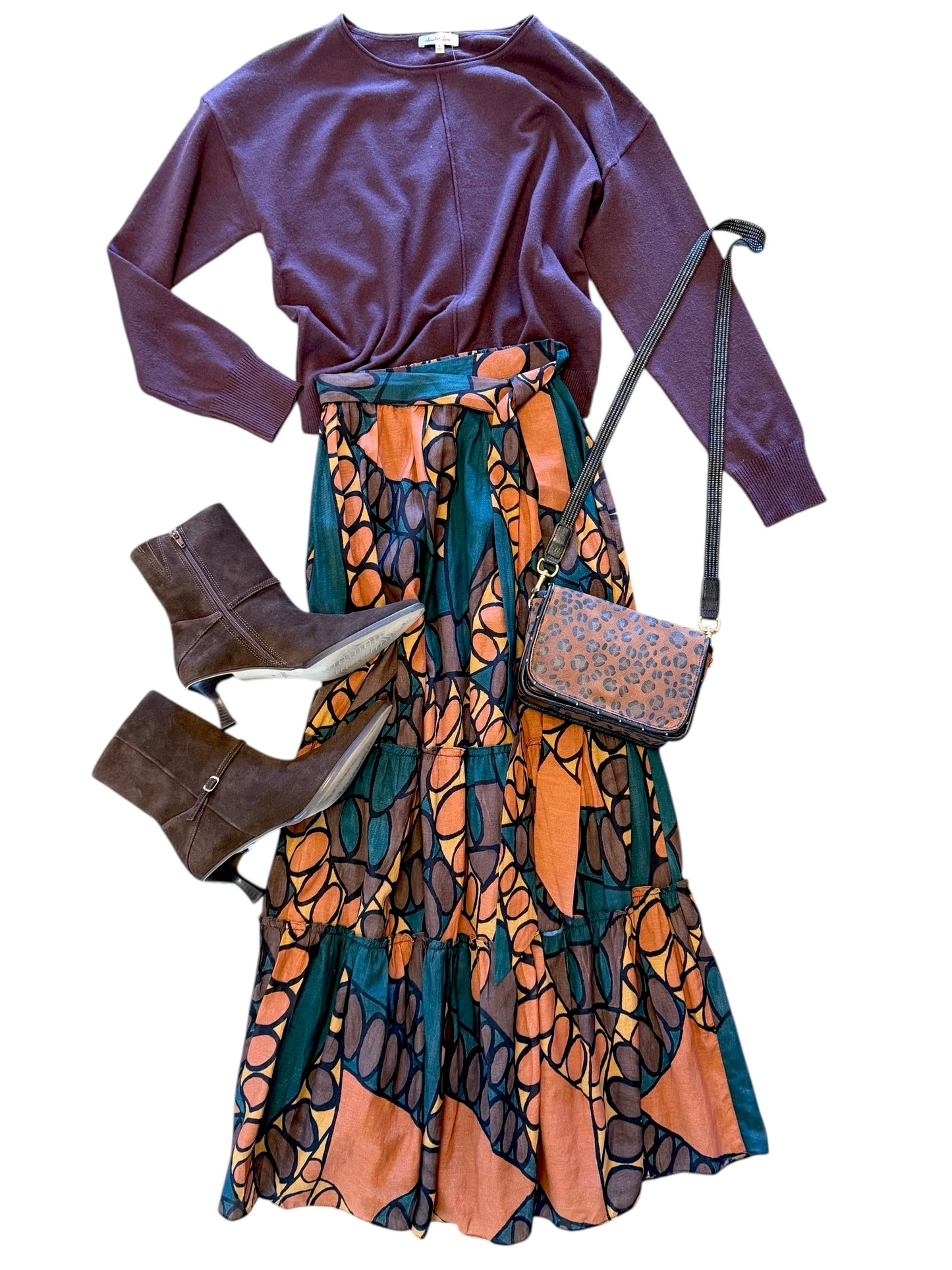 Kitty Ankle Skirt in dark saguaro by Cleobella