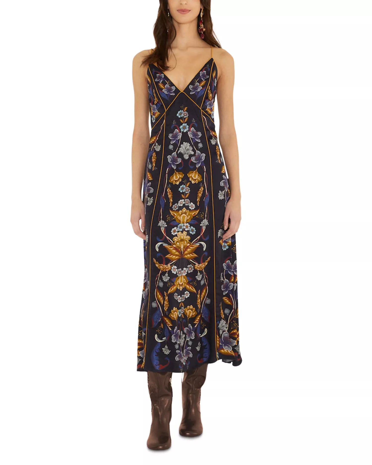 farm rio slip dress x Anthropologie Sleeveless Cowl-Neck Midi at MarketFair Shoppes in Princeton, NJ 350092 Material FARM Rio Anthurium Flowers Slip
