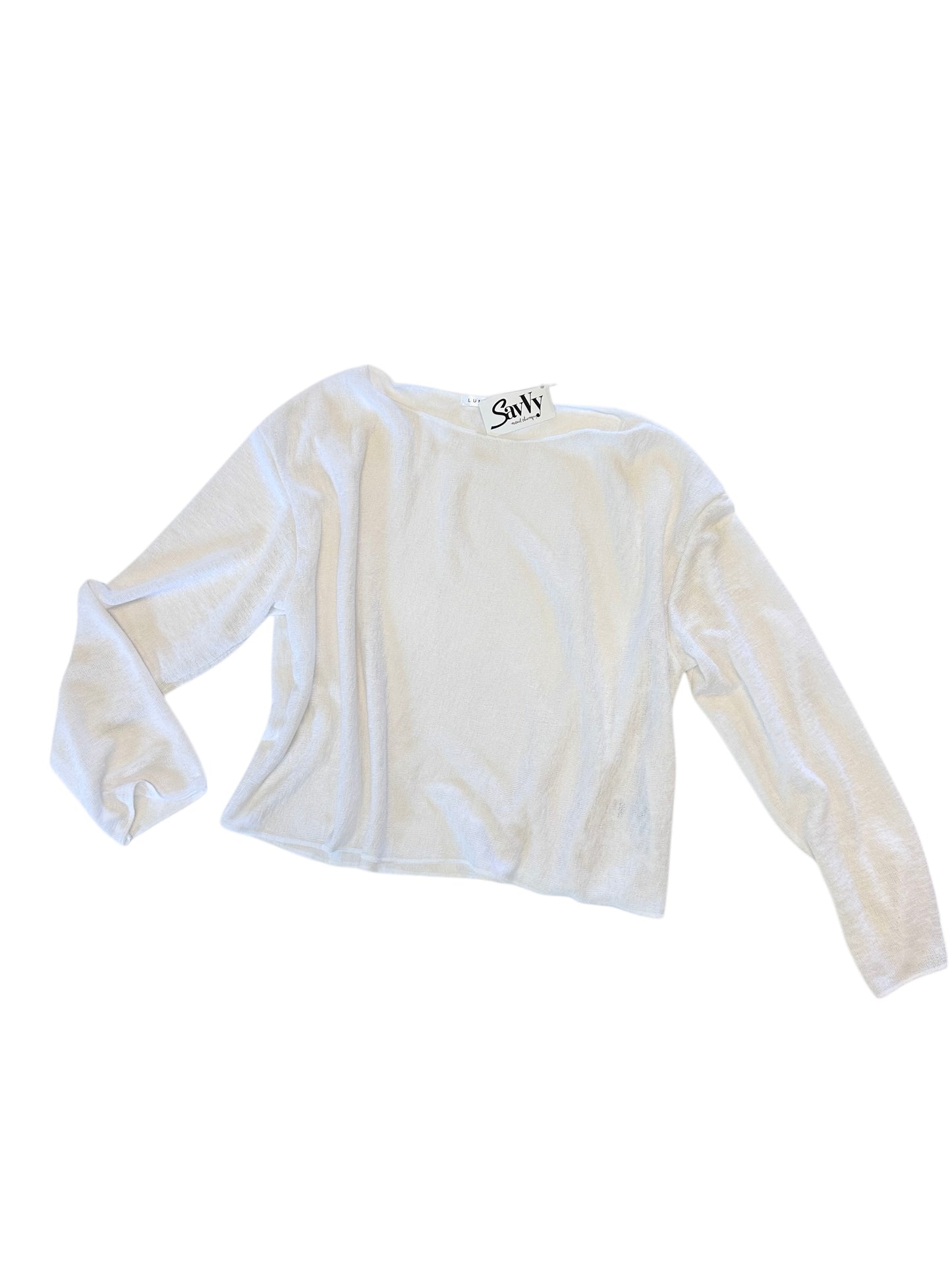 Boxy Pullover Sweater in white by Luna Luz
