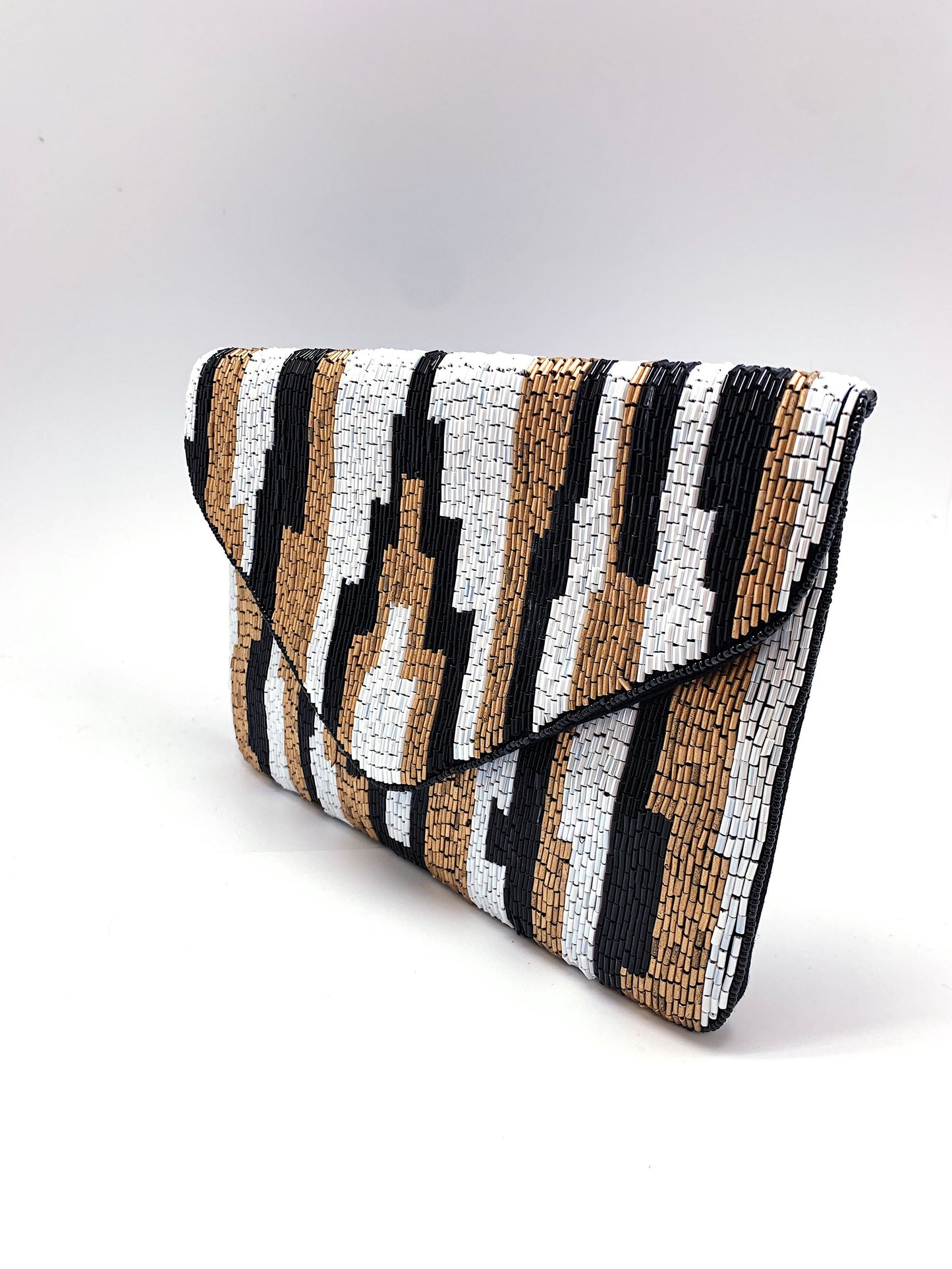 Art Deco Beaded Envelope Clutch in white/multi