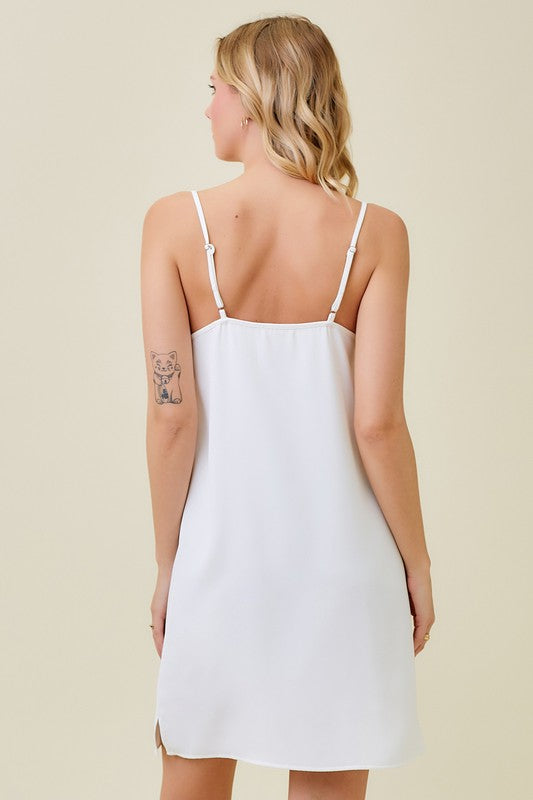 V Neck Slip in white