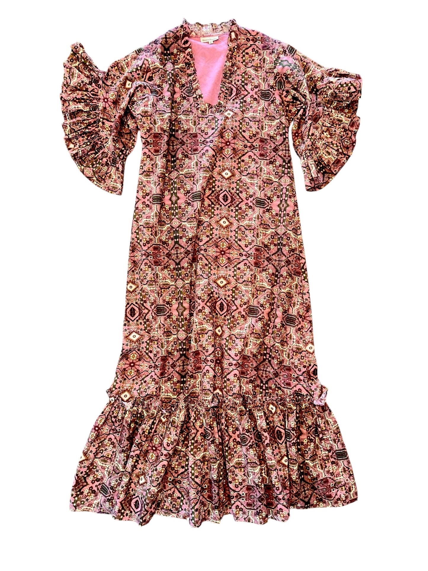 Soleil Flutter Sleeve Maxi Dress in english mauve print by Fitzroy & Willa