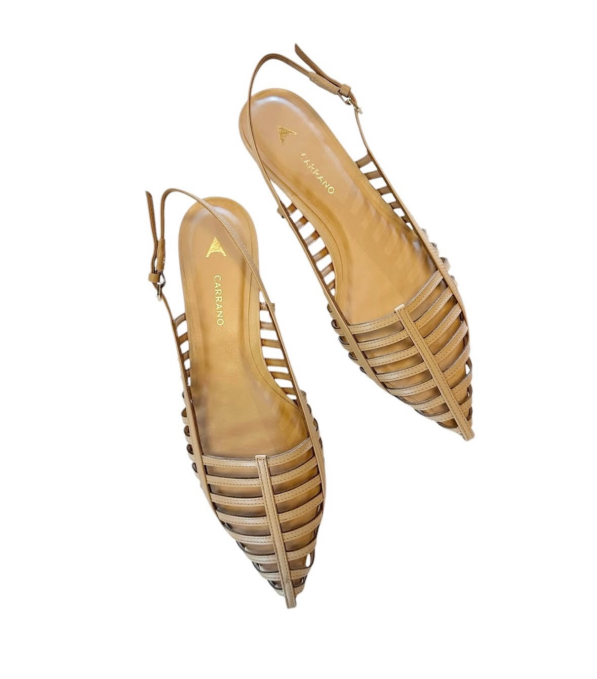 Kara Caged Slingback Flat in cru by Carrano