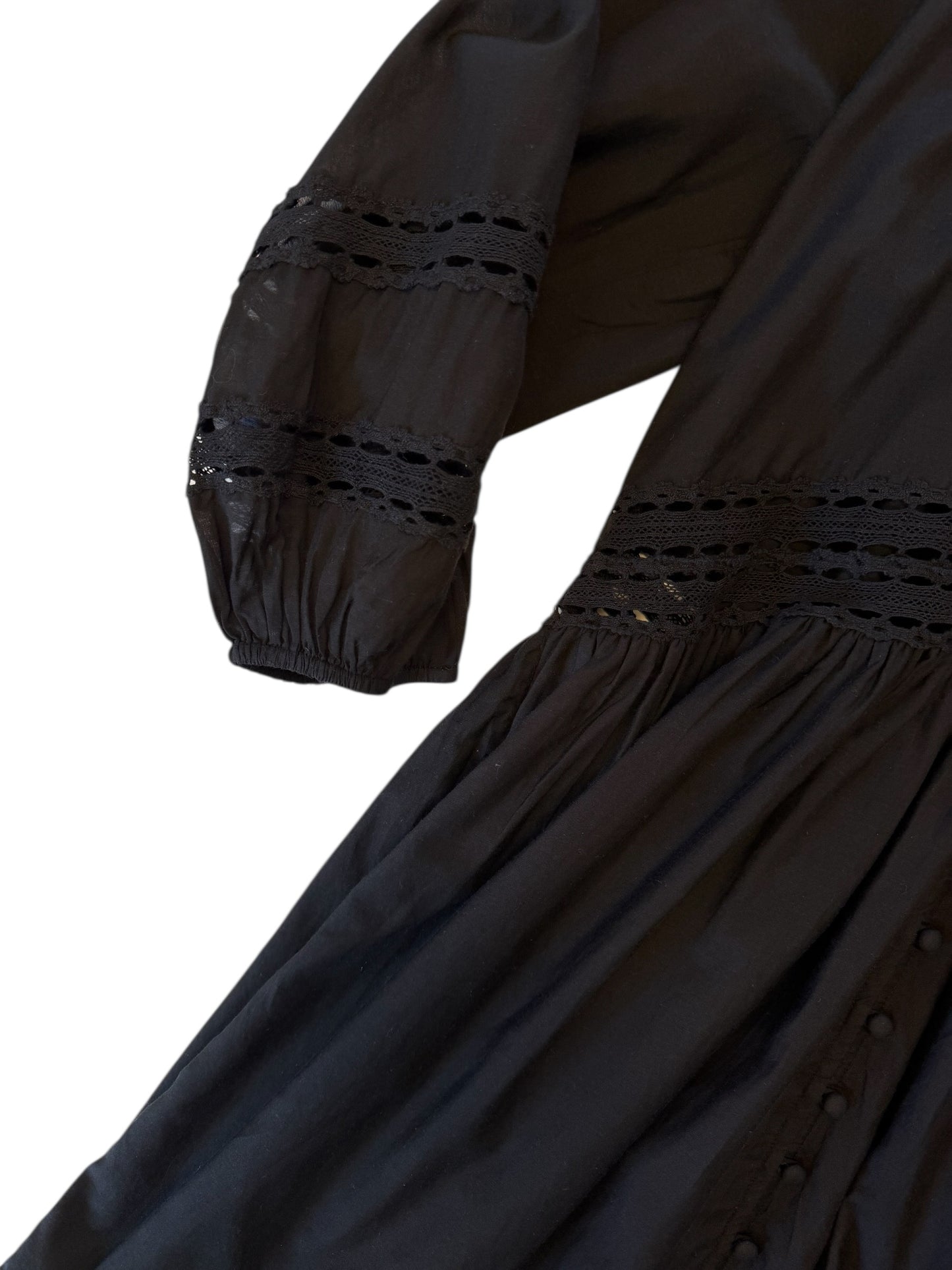 3/4 Sleeve Flowy Lace Dress in black by Elan