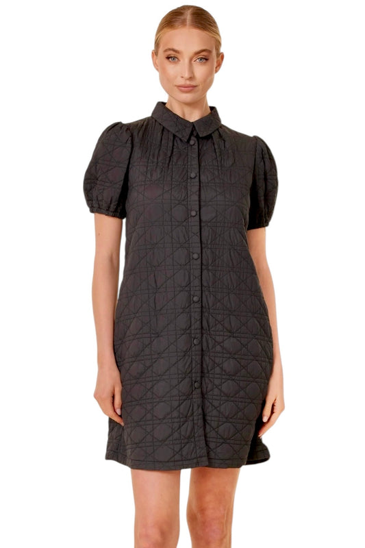 Nylon Quilted Dress in black by Dolce Cabo
