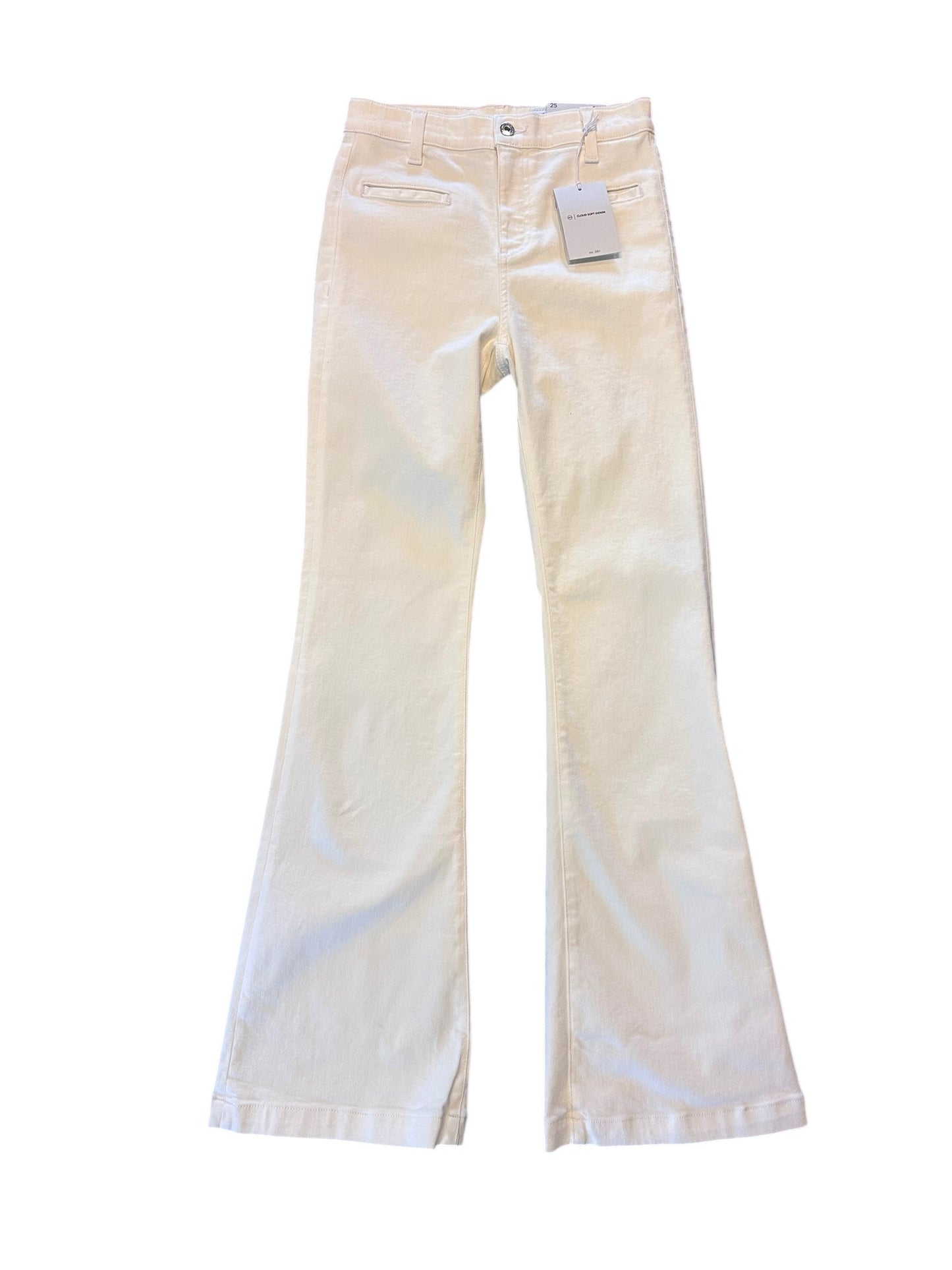 Desi High Rise Flare Jean in powder by AG