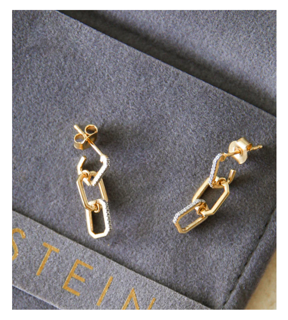 Trio Link Drop Earrings in gold by Ella Stein