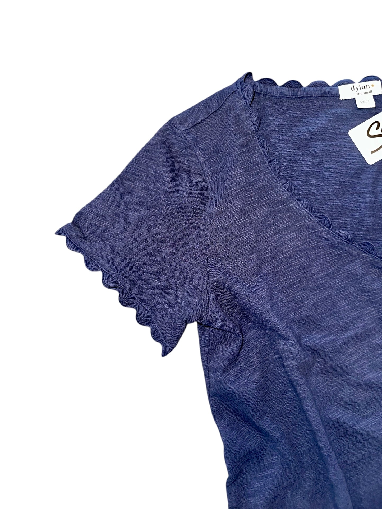 Cotton Slub Tee with Ric Rac Detail in navy by Dylan