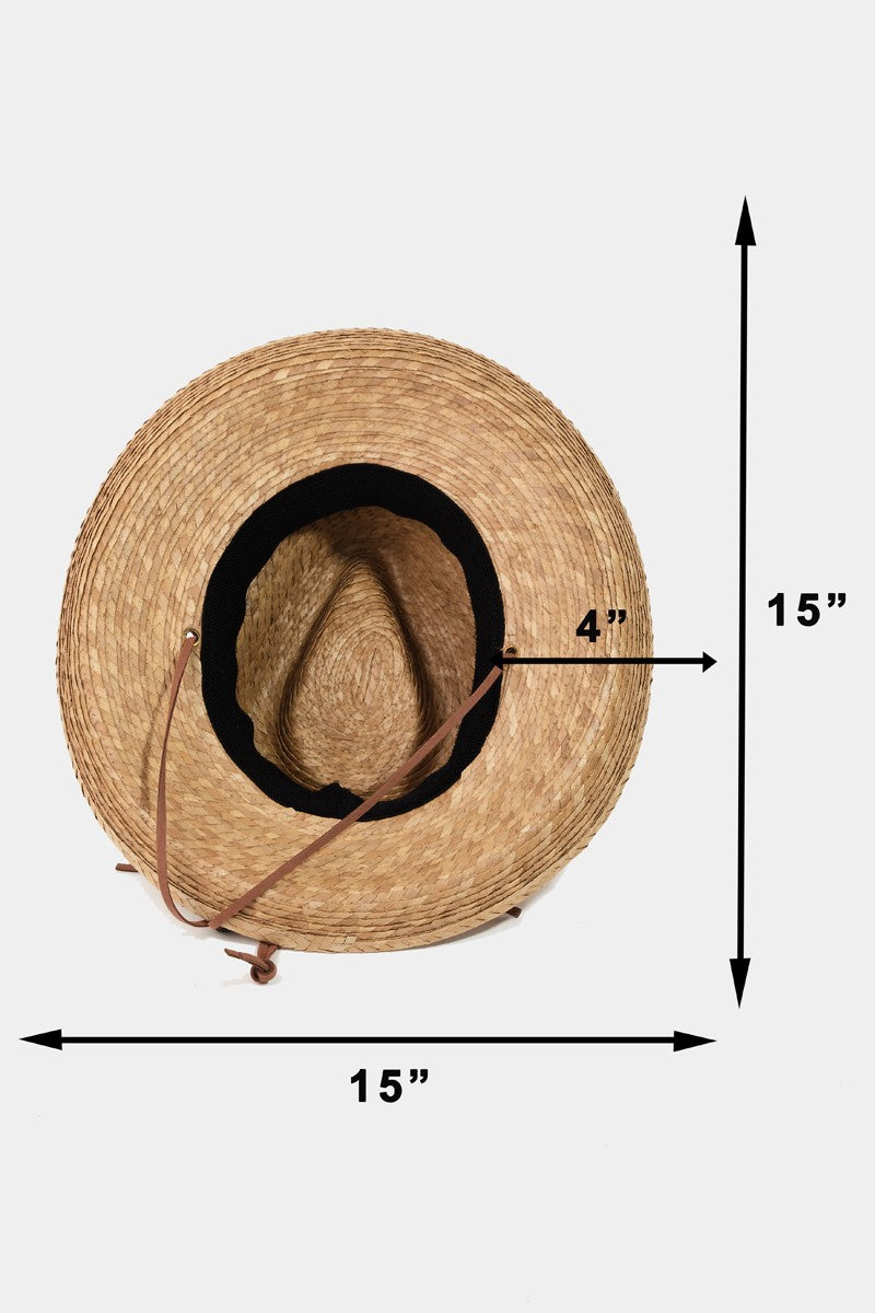 Straw Braided Western Hat in khaki