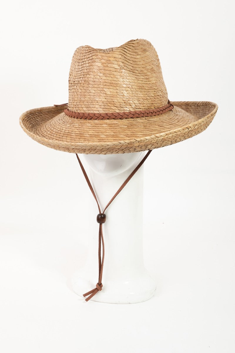 Straw Braided Western Hat in khaki