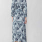 Abstract Printed Button Down Shirt Midi Dress in grey multi by Current Air