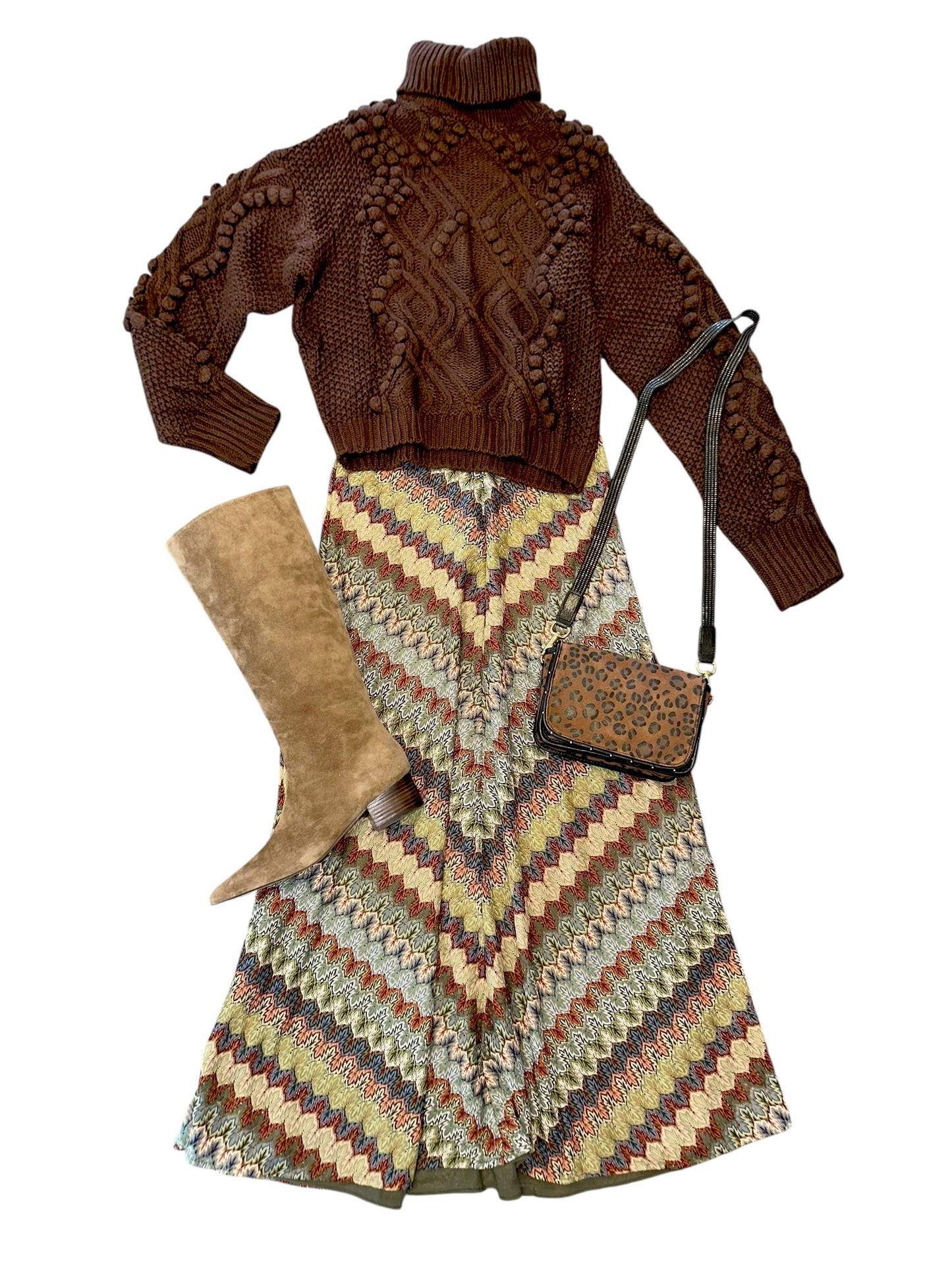 Olive Maxi Skirt in olive chevron by Allison