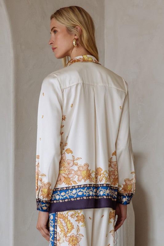 Silky Button Up Blouse in ivory by Skies are Blue