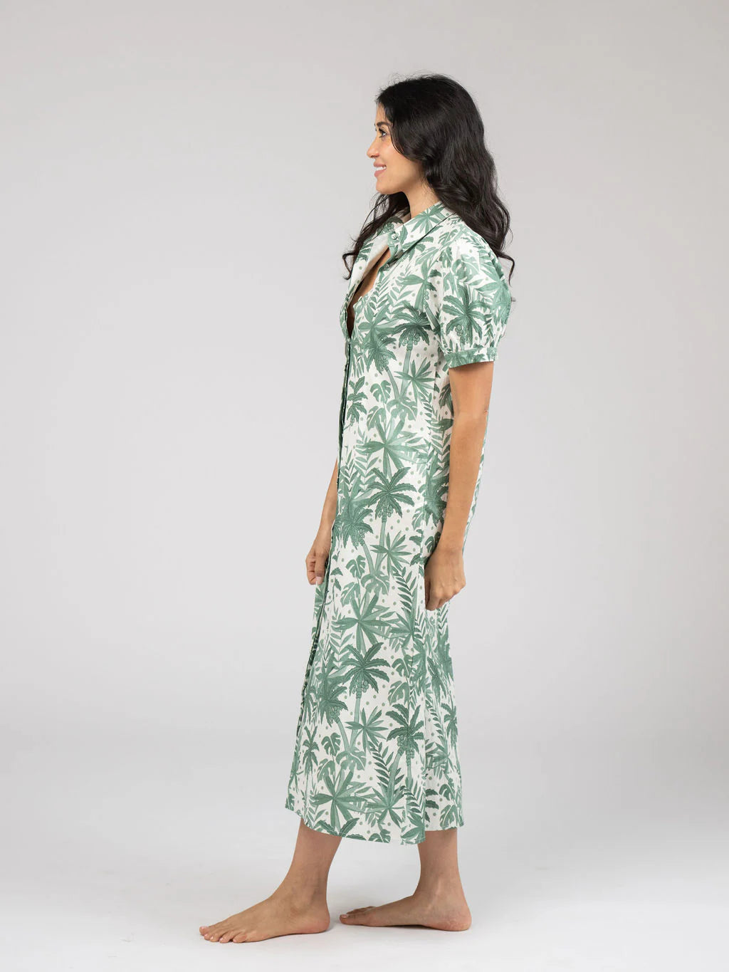 Kris Palm Leaf Dress in beige by Beau & Ro