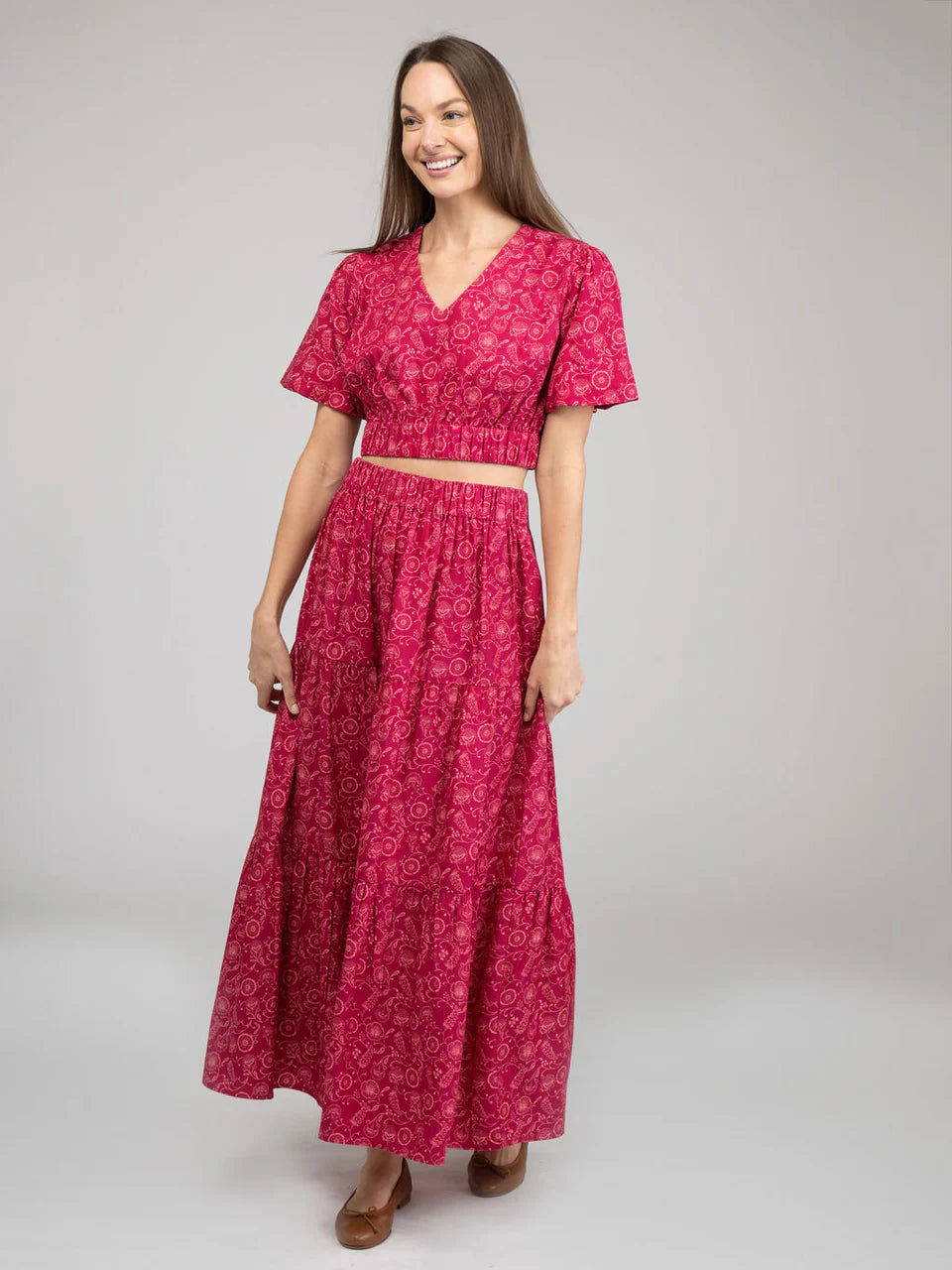 TRUNK SHOW- The Abby Skirt in Maroon Cosmo by Beau & Ro