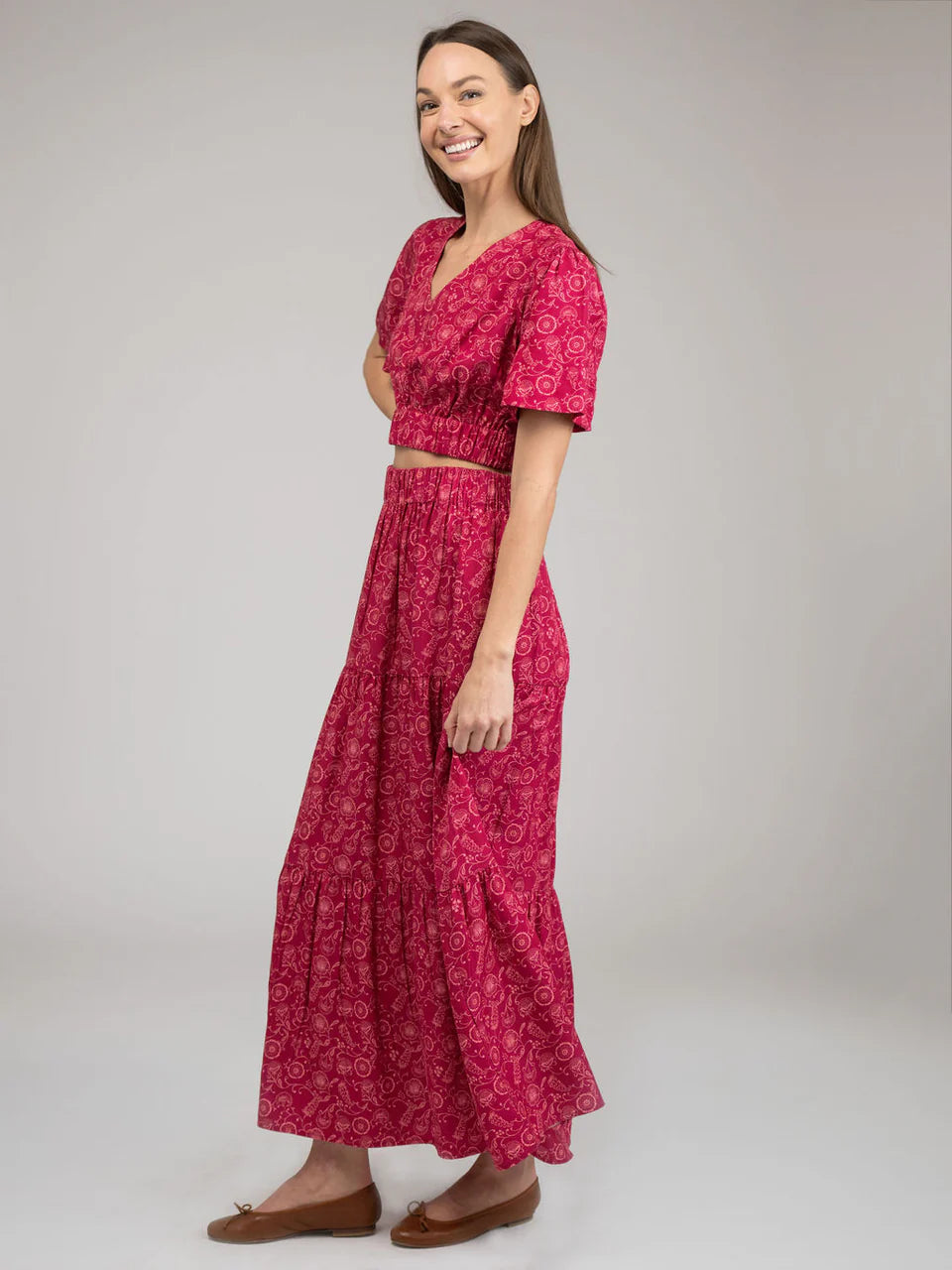 TRUNK SHOW- The Abby Skirt in Maroon Cosmo by Beau & Ro