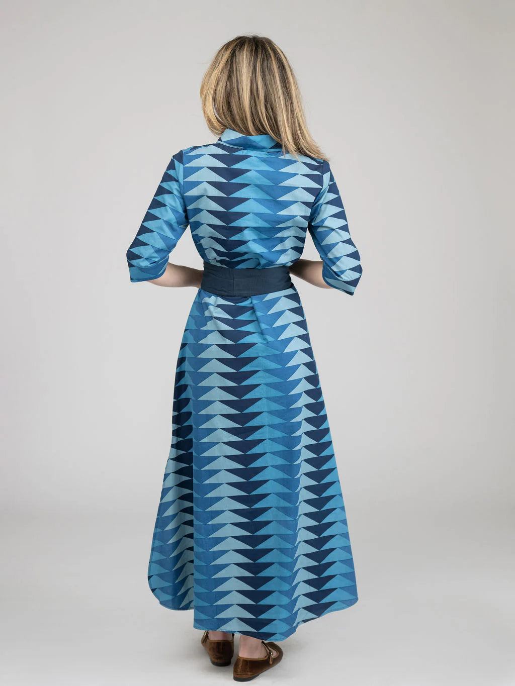 Eloise Bagru Triangle Maxi Dress in fall blue by Beau & Ro