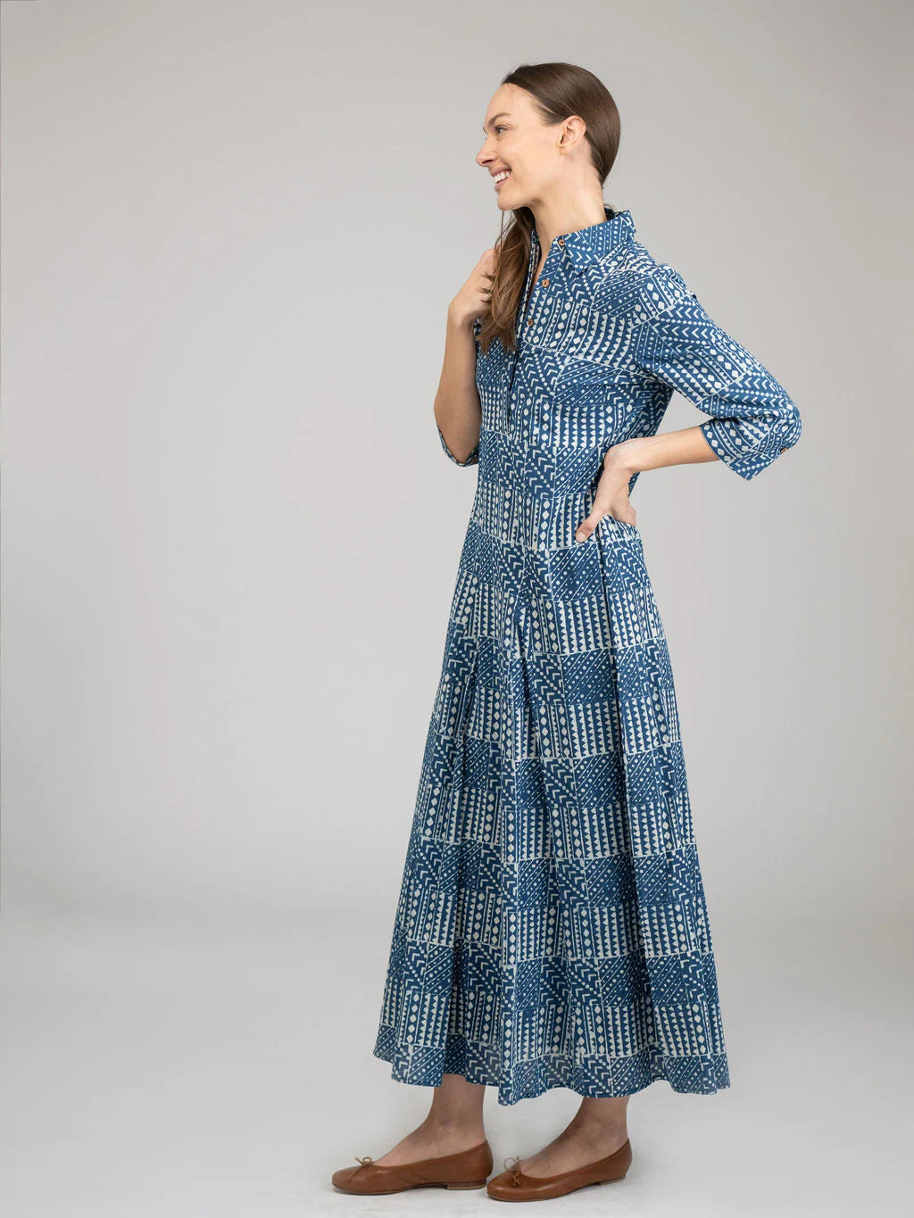 TRUNK SHOW- Alexa Maxi Dress in blue fall resist by Beau & Ro